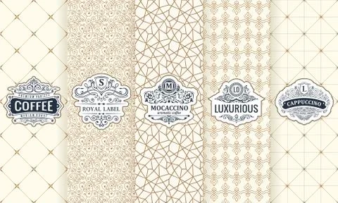 Vector set of design elements labels, icon, logo, frame, luxury packaging for イラスト素材