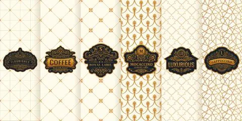 Vector set of design elements labels, icon, logo, frame, luxury packaging for Stock Illustration