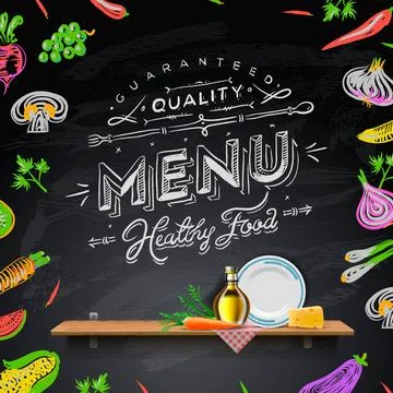 Vector set of design elements for the menu on the chalkboard Vector set of... Stock Photos