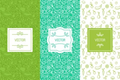 Vector set of design elements, seamless patterns and backgrounds for organi.. Stock Illustration