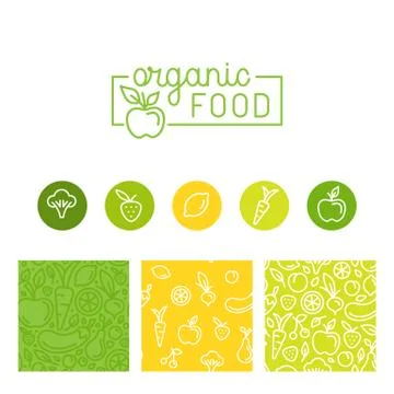 Vector set of design elements, seamless patterns and backgrounds for organi.. イラスト素材