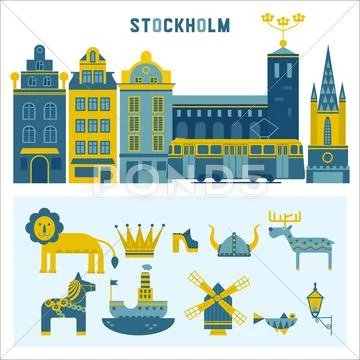 Vector set of design elements in Stockholm Stock Illustration