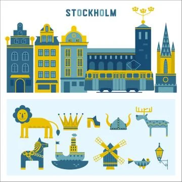 Vector set of design elements in Stockholm Stock Illustration