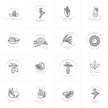 Vector set design templates and emblems - healthy and cosmetics oils. Different Stock Illustration