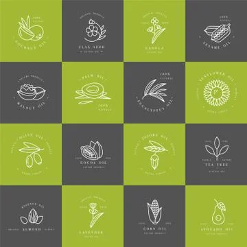 Vector set design templates and emblems - healthy and cosmetics oils. Different Stock Illustration