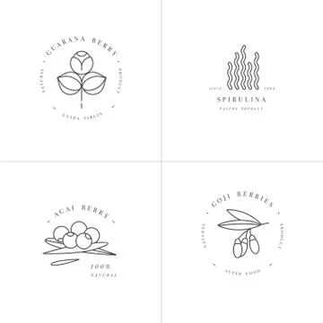 Vector set design templates and emblems - healthy eco food - camu camu Stock Illustration