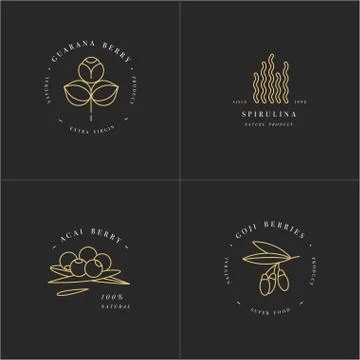 Vector set design templates and emblems - healthy eco food - camu camu Stock Illustration