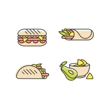Vector set of design templates icons and emblems - mexican food. Mexican Stock Illustration