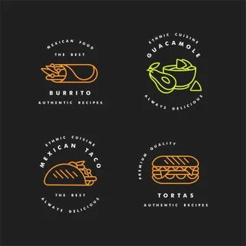 Vector set of design templates logos and emblems - mexican food. Mexican Stock Illustration