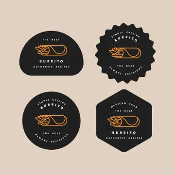 Vector set design templates logos and emblems - mexican burrito. Logos in trendy Stock Illustration