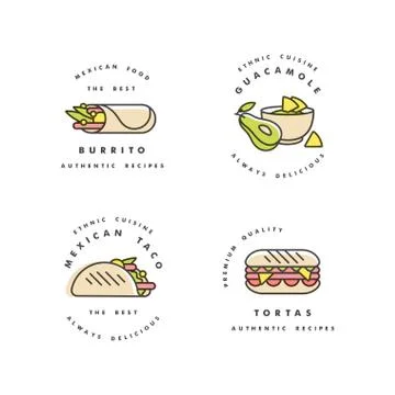 Vector set of design templates logos and emblems - mexican food. Mexican Stock Illustration