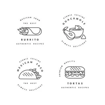 Vector set of design templates logos and emblems - mexican food. Mexican Stock Illustration