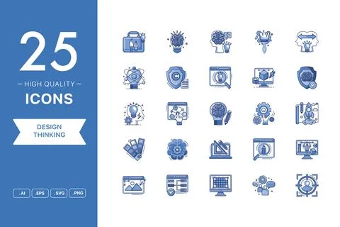 Vector set of Design Thinking icons Stock Illustration