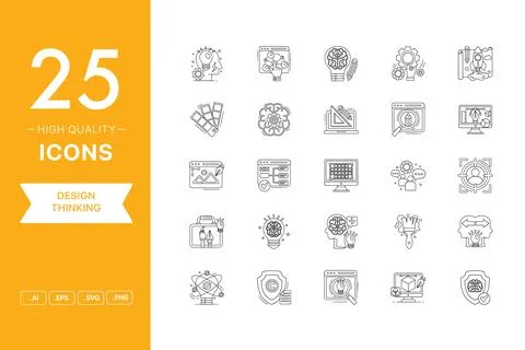 Vector set of Design Thinking icons Illustrazione stock