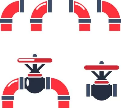Vector set of details ware pipes system in flat style. Icons for web and other. Stock Illustration