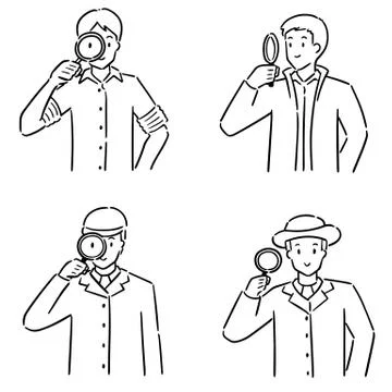 Vector set of detective Stock Illustration