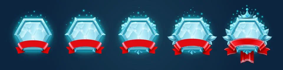 Vector set of diamond rank frames for game Stock Illustration