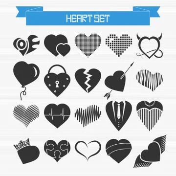 Vector set of different abstract hearts Stock Illustration