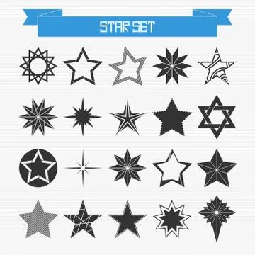 Vector set of different abstract stars Stock Illustration