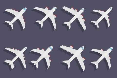 Vector set of different airplane symbols Stock Illustration