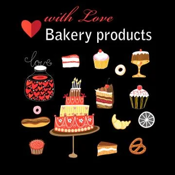 Vector set of different baking Stock Illustration