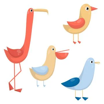 Vector set with different birds	 Illustrazione stock