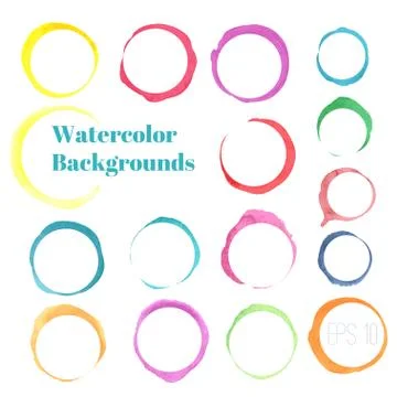 Vector set of different color silhouettes cup stain circles, splashes and spot Stock Illustration