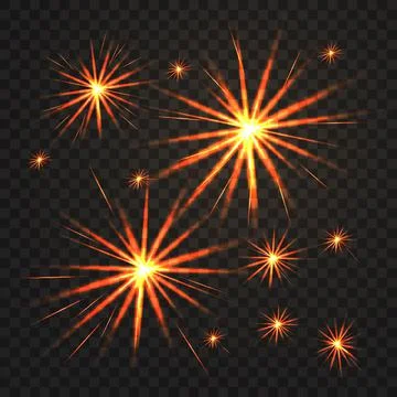 Vector set of different fireworks with shining sparks. Colorful pyrotechnics Stock Illustration