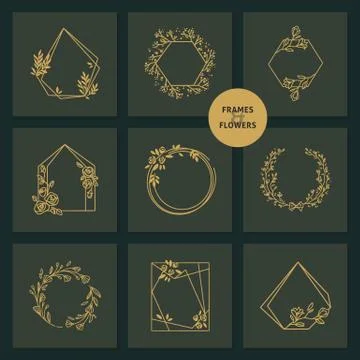 Vector set of different floral frames great for decoration, decoration. Stock Illustration