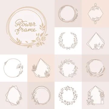 Vector set of different floral frames great for decoration, decoration. Illustrazione stock