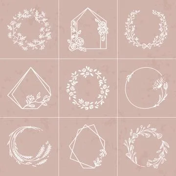 Vector set of different floral frames great for decoration, decoration. Stock Illustration