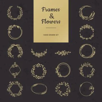 Vector set of different floral frames great for decoration, decoration. Stock Illustration