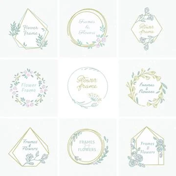 Vector set of different floral frames great for decoration, decoration. Stock Illustration