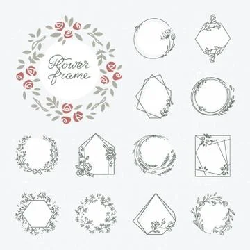 Vector set of different floral frames great for decoration, decoration. Stock Illustration