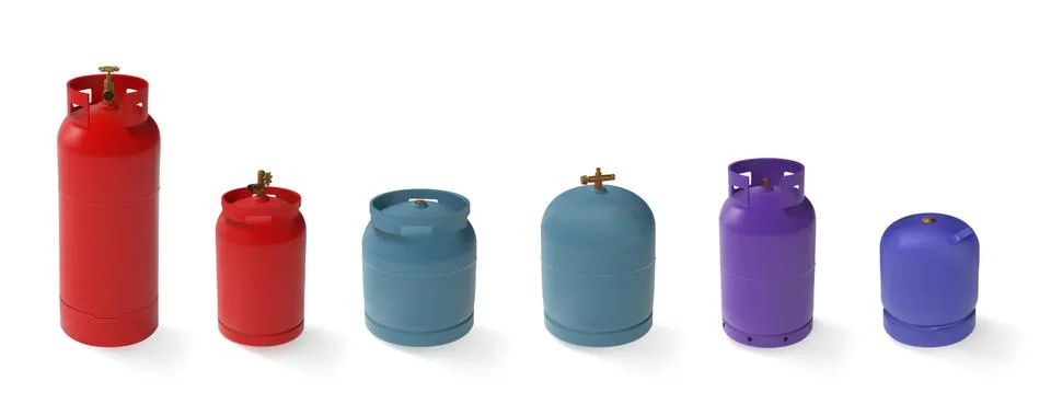 Vector set of different gas tanks. LPG natural gas cylinders with different Stock Illustration