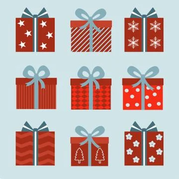 Vector set of different gift boxes. Stock Illustration