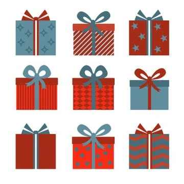 Vector set of different gift boxes. Stock Illustration