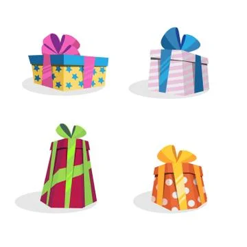 Vector set of different gift boxes. Gift for birthday and christmas Stock Illustration