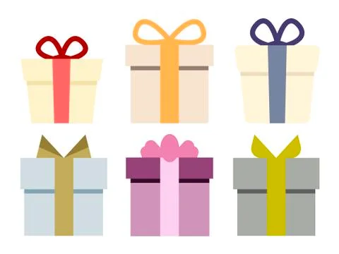 Vector set of different gift boxes. Flat design. Stock Illustration