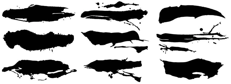 Vector set different grunge brush strokes. Illustrazione stock