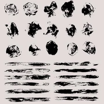 The vector set of different grunge brushes Stock Illustration