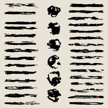The vector set of different grunge brushes Stock Illustration