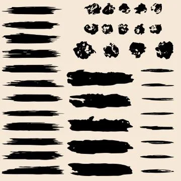The vector set of different grunge brushes Stock Illustration
