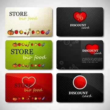 Vector set of different kinds of discount cards Stock Illustration