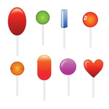 Vector set of different lollipop on white background Stock Illustration