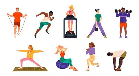 Vector Set of Different physical activities Stock Illustration