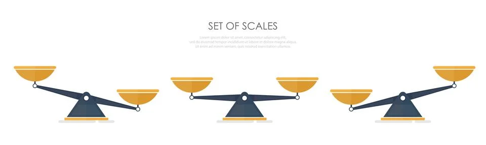 Vector of set of different scales in a flat style on white background. Stock Illustration