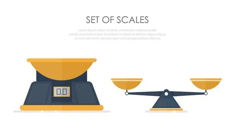 Vector of set of different scales in a flat style on white background. Stock Illustration