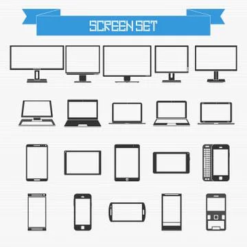 Vector set of different screens Stock Illustration