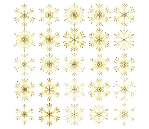 Vector set of different snowflakes on black background Stock Illustration